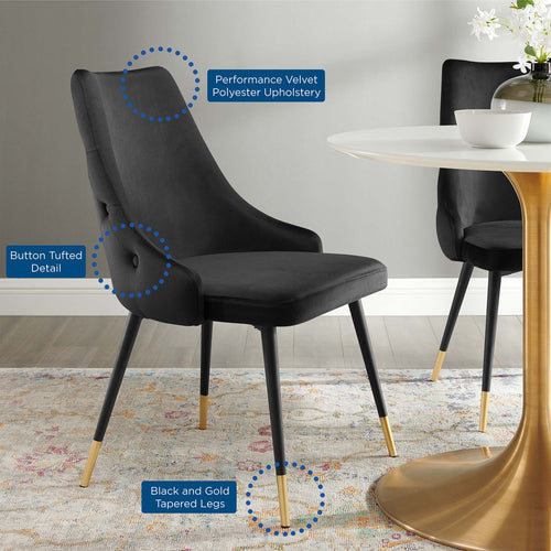 Adorn Tufted Performance Velvet Dining Side Chair in Black