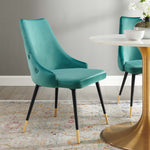 Adorn Tufted Performance Velvet Dining Side Chair in Teal