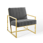Inspire Channel Tufted Performance Velvet Armchair in Charcoal