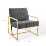 Inspire Channel Tufted Performance Velvet Armchair in Charcoal