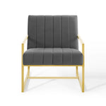 Inspire Channel Tufted Performance Velvet Armchair in Charcoal