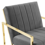 Inspire Channel Tufted Performance Velvet Armchair in Charcoal