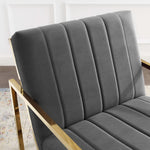 Inspire Channel Tufted Performance Velvet Armchair in Charcoal