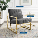 Inspire Channel Tufted Performance Velvet Armchair in Charcoal