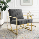 Inspire Channel Tufted Performance Velvet Armchair in Charcoal
