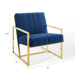 Inspire Channel Tufted Performance Velvet Armchair in Navy