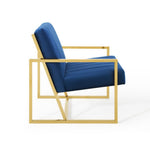 Inspire Channel Tufted Performance Velvet Armchair in Navy