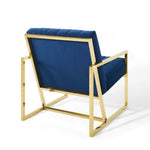 Inspire Channel Tufted Performance Velvet Armchair in Navy