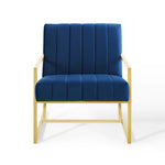 Inspire Channel Tufted Performance Velvet Armchair in Navy
