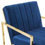 Inspire Channel Tufted Performance Velvet Armchair in Navy