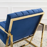 Inspire Channel Tufted Performance Velvet Armchair in Navy