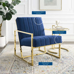 Inspire Channel Tufted Performance Velvet Armchair in Navy