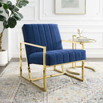 Inspire Channel Tufted Performance Velvet Armchair in Navy