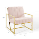 Inspire Channel Tufted Performance Velvet Armchair in Pink