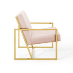 Inspire Channel Tufted Performance Velvet Armchair in Pink