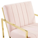 Inspire Channel Tufted Performance Velvet Armchair in Pink