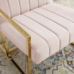 Inspire Channel Tufted Performance Velvet Armchair in Pink