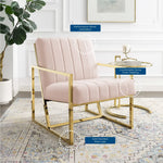 Inspire Channel Tufted Performance Velvet Armchair in Pink