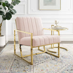 Inspire Channel Tufted Performance Velvet Armchair in Pink