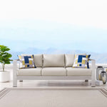 Shore Outdoor Patio Aluminum Sofa in Silver Beige