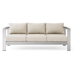 Shore Outdoor Patio Aluminum Sofa in Silver Beige