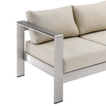 Shore Outdoor Patio Aluminum Sofa in Silver Beige