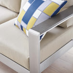 Shore Outdoor Patio Aluminum Sofa in Silver Beige