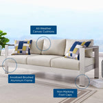Shore Outdoor Patio Aluminum Sofa in Silver Beige