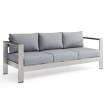 Shore Outdoor Patio Aluminum Sofa in Silver Gray