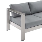 Shore Outdoor Patio Aluminum Sofa in Silver Gray
