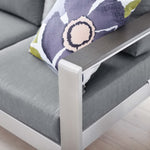 Shore Outdoor Patio Aluminum Sofa in Silver Gray