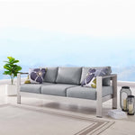Shore Outdoor Patio Aluminum Sofa in Silver Gray