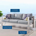 Shore Outdoor Patio Aluminum Sofa in Silver Gray