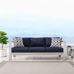 Shore Outdoor Patio Aluminum Sofa in Silver Navy