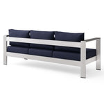 Shore Outdoor Patio Aluminum Sofa in Silver Navy