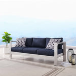 Shore Outdoor Patio Aluminum Sofa in Silver Navy