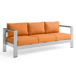 Shore Outdoor Patio Aluminum Sofa in Silver Orange
