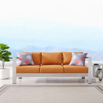 Shore Outdoor Patio Aluminum Sofa in Silver Orange