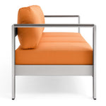 Shore Outdoor Patio Aluminum Sofa in Silver Orange