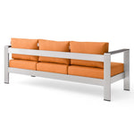 Shore Outdoor Patio Aluminum Sofa in Silver Orange