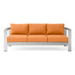Shore Outdoor Patio Aluminum Sofa in Silver Orange