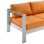 Shore Outdoor Patio Aluminum Sofa in Silver Orange