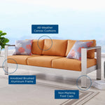 Shore Outdoor Patio Aluminum Sofa in Silver Orange