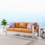 Shore Outdoor Patio Aluminum Sofa in Silver Orange