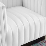 Conjure Tufted Upholstered Fabric Armchair in White