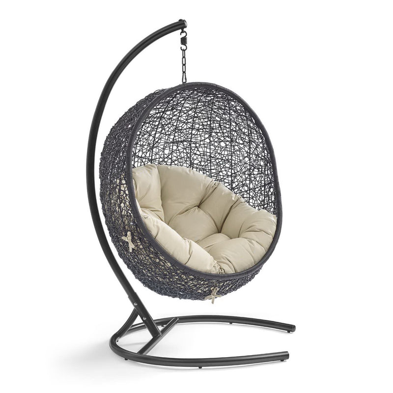 Encase Sunbrella® Swing Outdoor Patio Lounge Chair in Black Beige