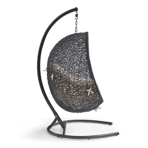 Encase Sunbrella® Swing Outdoor Patio Lounge Chair in Black Beige