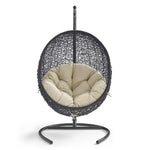 Encase Sunbrella® Swing Outdoor Patio Lounge Chair in Black Beige