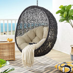 Encase Sunbrella® Swing Outdoor Patio Lounge Chair in Black Beige