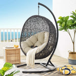 Encase Sunbrella® Swing Outdoor Patio Lounge Chair in Black Beige